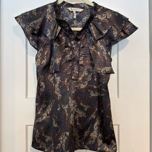 BCBGeneration Women's Black and Brown Patterned Blouse